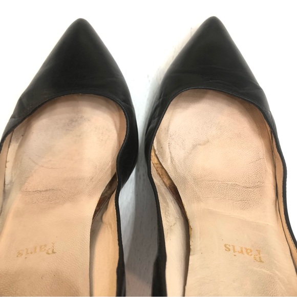 Christian Louboutin Black Leather Pointed Heels Sz 39 1/2 - Picture 3 of 15